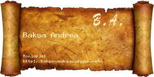 Baksa Andrea névjegykártya